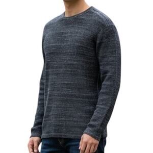 MICHAEL KORS Sweater Crew Neck Heather Gray Cotton Wool waffle Knit Midweight L